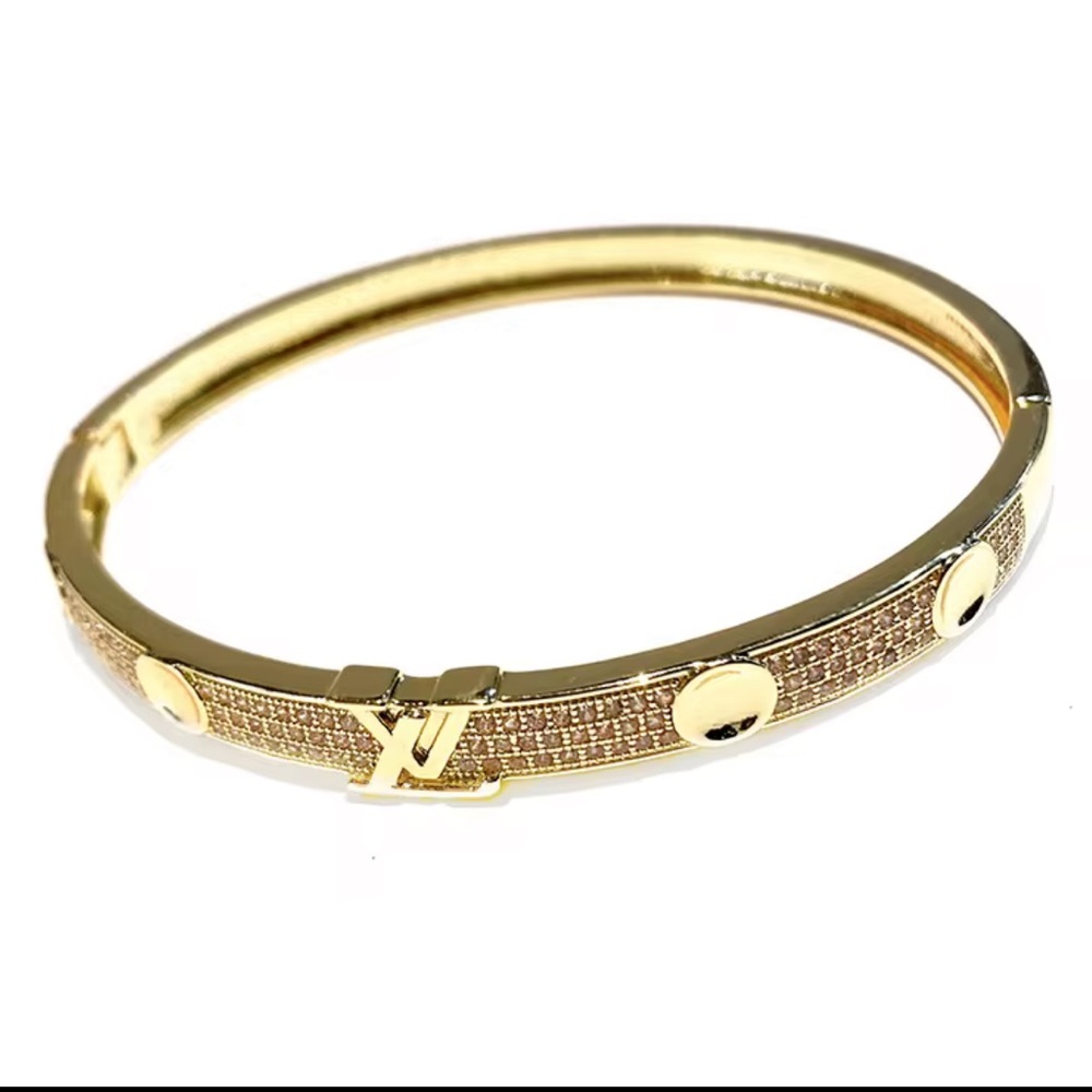 NEW FASHION LV EMPREINTE SILVER CRYSTAL BANGLE BRACELET - Picture 2 of 16